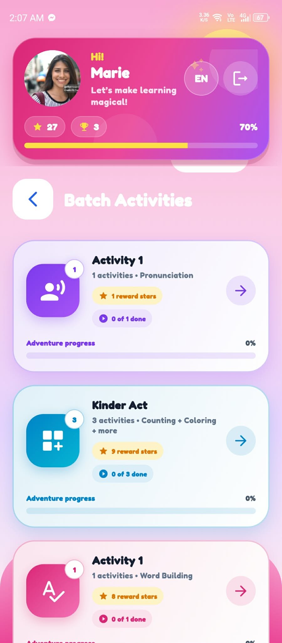 Choose a batch activity